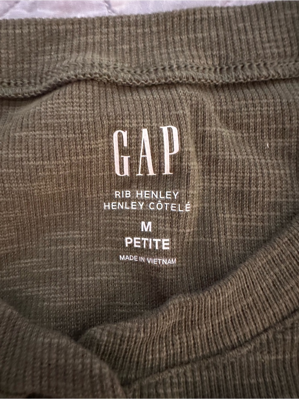 GAP Olive Ribbed Henley Top - Picture 2 of 3